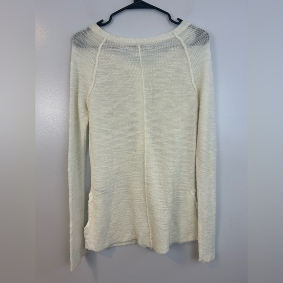 Free People Mountain Song Cream/Ivory Pullover Lightweight Half Button Sweater S - Picture 8 of 12